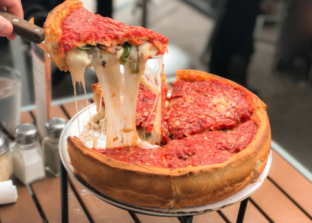 For a quintessential Chicago experience, Lou Malnati’s Pizzeria is a must-visit for their famous deep-dish pizza.